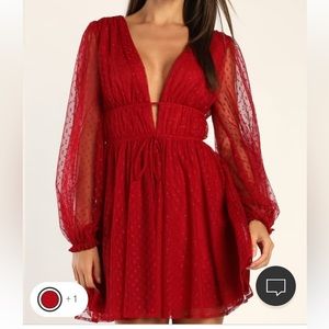 Lulu’s Sweet Twist Wine Red Dot Dress
